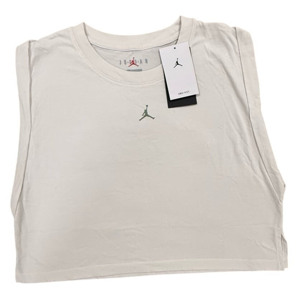 Jordan Dri-Fit Oversized Cropped Tank Top White Sleeveless Small